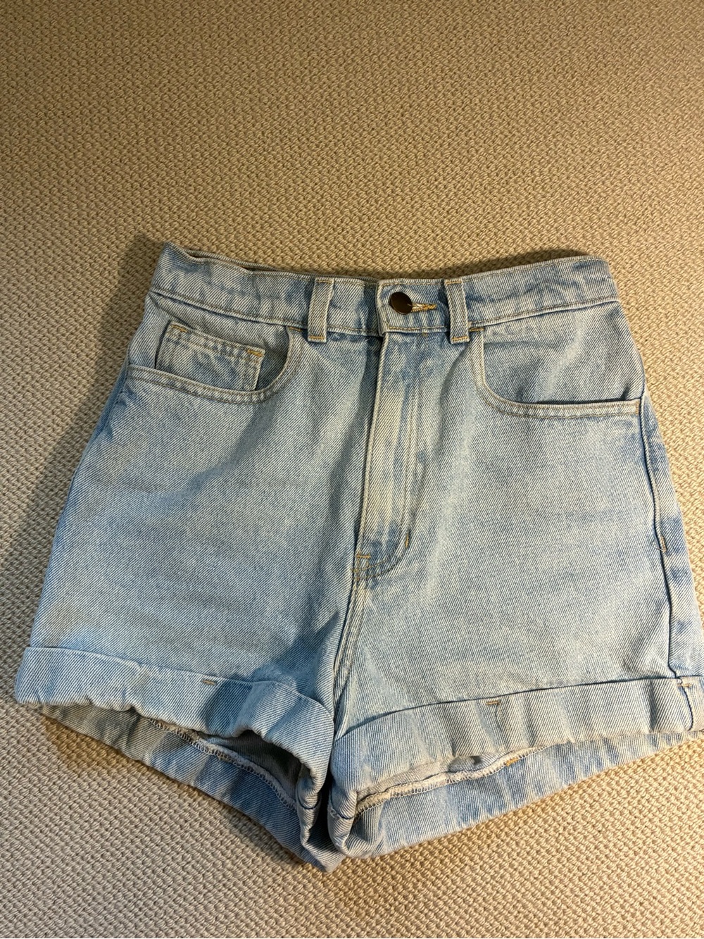 American Apparel Light Blue High-Rise Denim Shorts 26